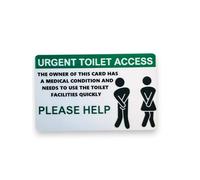 Disability Awareness Urgent Toilet Access Card, Weak Bladder/Bowel, Green