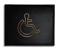 Disability Badge Holder Cover, European & UK Parking Permit, Black Faux Leather, Foldable