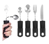 Disability-Parkinsons-Arthritis Sufferers-Large Wide Handled Easy Grip Cutlery Set - Black Disability Aids Cutlery Sets with Knife Fork Spoon