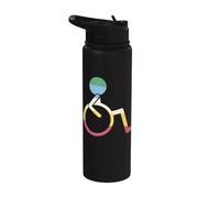 Disability Pride Colors Wheelchair User Strength Graphic Art Stainless Steel Insulated Water Bottle