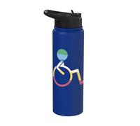 Disability Pride Colors Wheelchair User Strength Graphic Art Stainless Steel Insulated Water Bottle