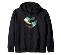Disability Pride Flag Heart Hug Zip Hoodie