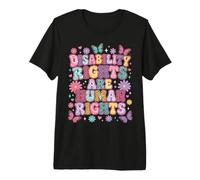 Disability Rights are Human Rights Retro Floral Butterfly Premium T-Shirt