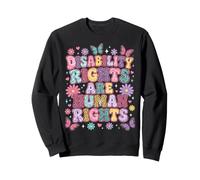 Disability Rights Are Human Rights Retro Floral Butterfly Sweatshirt