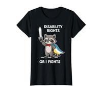 Disability Rights Or I Fights Cartoon Racoon Hero Racoon Value Graphic T-Shirt, Women, Black, M