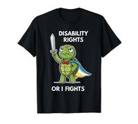 Disability Rights Or I Fights Cartoon Turtle Hero Turtle Value Graphic T-Shirt, Men, Black, XL