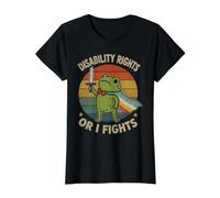 Disability Rights Or I Fights Vintage Frog Warrior Activism Value Graphic T-Shirt, Women, Black, XS