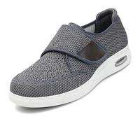 Disability Shoes for Swollen Feet Diabetic Men Orthopedic Trainers Wide Fitting Mens Extra Adjusting Mesh Breathable Lightweight Air Cushion Walking Sneakers,Grey,45 EU