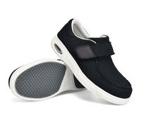 Disability Shoes for Swollen Feet Mens Slip on Walking Air Cushion On Hook and Loop Fastening Trainers Slip-On Loafers Flat Men's Therapeutic Diabetic Extra Depth Shoe,Black,37 EU