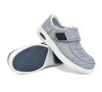 Disability Shoes for Swollen Feet Mens Slip on Walking Air Cushion On Hook and Loop Fastening Trainers Slip-On Loafers Flat Men's Therapeutic Diabetic Extra Depth Shoe,Grey,43.5 EU