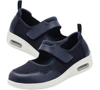 Disability Shoes Swollen Feet Womens Ladies Walking Slip on Loafers Causal Work Comfortable Easy to Put with Hook and Loop Strap,Blue,37 EU