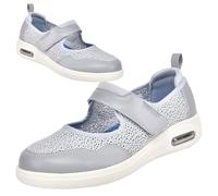 Disability Shoes Swollen Feet Womens Wide Fitting Hook and Loop Men Fit Touch Close Shoe Comfy Orthopedic Arthritis Footwear,Grey,43 EU