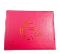 Disabled Badge Holder Cover Wallet Safe Protection Protector Disability Parking Permit Display Metal Corner PU Leather Hologram - Pink