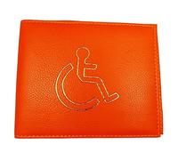 Disabled Badge Holder Cover Wallet Safe Protection Protector Disability Parking Permit Display Metal Corner PU Leather Hologram (Orange)