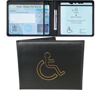 Disabled Blue Badge Holder and Timer Wallet - Black Faux Leather Parking Permit Cover with Clear Display Window - Disability Card Holder for Windscreen Dashboard