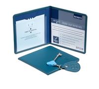 Disabled Blue Badge Vegan Leather Wallet with Matching Key Ring Made from Recycled Bottles in Peacock Blue, Radar Toilet Key Hologram Safe Design, Free Timer Clock Included, Fits New Badge