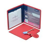 Disabled Blue Badge Vegan Leather Wallet with Matching Key Ring Made from Recycled Bottles in Raspberry Red, Radar Toilet Key Hologram Safe Design, Free Timer Clock Included, Fits New Badge