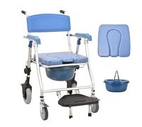 Disabled Commode Toilet Chair,Shower Chair with Wheels,Waterproof Shower, with Moveable Potty Foldable
