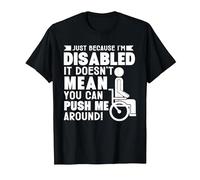 Disabled It Doesn't Mean You can Push me Around Wheelchair T-Shirt, Men, Black, 3X-Large