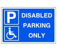 Disabled parking only - parking sign - disable signage - High tack self-adhesive sticker (600mm x 400mm) Viewing Distance within 20m.