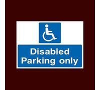 Disabled Parking Only Plastic Sign with double sided fixing tape (P27) - No Parking, Private Property, Visitor, Customer, Car Park, Reserved