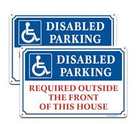 Disabled Parking Sign - 2 Pack, 20 x 30cm Rust Free Aluminum Food Allergy Warning For Business Restaurant, Weatherproof, Fade Resistant, Easy Mounting.