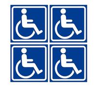 Disabled Parking Stickers - Weatherproof Sign Labels, 4pcs Waterproof Self Adhesive Placard Decals, High Visibility Car Accessories For Bus Parking Restaurant Hotel Home Yard Lawn Outside