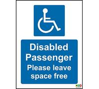 Disabled Passenger Please Leave Space Free - Self Adhesive Sticker 200mm x 150mm