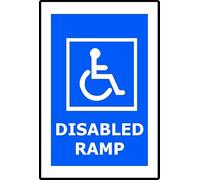 Disabled Ramp | 20cm x 15cm | Blue - PVC Plastic Sign for Wheelchair Access, ADA Compliance, Public Buildings, Offices, and Facilities | UK-Made with Renewable Energy | Low Carbon Footprint