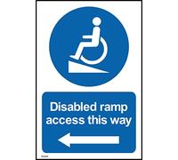 Disabled Ramp Access This Way Left Sign - 150mm x 200mm - Self Adhesive Sticker (DDA16)