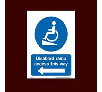 Disabled ramp access this way (LEFT) Sticker/Self Adhesive Sign - Fire, Disabled, Wheelchair, Ramp, Parking, Emergency - (DDA16)