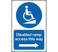 Disabled Ramp Access This Way Right Sign - 100mm x 150mm - 1.2mm Rigid Plastic Drilled Sign