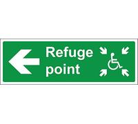 Disabled refuge point left pointer arrow Emergency safety sign - Self adhesive sticker 450mm x 150mm