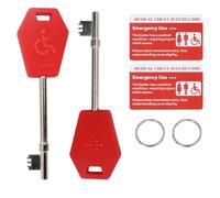 Disabled Toilet Key Universal 2 Pack - Works with Radar & NKS Locks, Easy Grip Braille Keys for UK Accessible Toilets(Red)