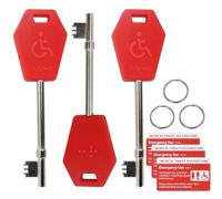 Disabled Toilet Key Universal 3 Pack - Works with Radar & NKS Locks, Easy Grip Braille Keys for UK Accessible Toilets(Red)