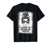 Disabled Voices Messy Bun Ally Advocate Disability Awareness T-Shirt