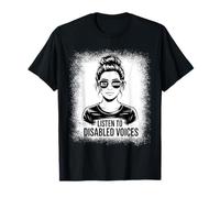 Disabled Voices Messy Bun Ally Advocate Disability Awareness T-Shirt