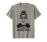 Disabled Voices Messy Bun Ally Advocate Disability Awareness T-Shirt