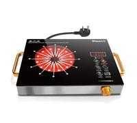 Disaenvir Portable Ceramic Hob with Knobs, Single Electric Hob 2000W, Plug in Electric Hob 36cm with 4 Hour Timer, Safety Lock, 9 Power Levels, 220V-240V