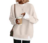 Disamer Womens Sweaters Fall Clothes Fashion 2026 Cowboy Chic Knit Cozy Sweater School Teacher Outfits Long Sleeve Pullover, Pure Apricot, XL