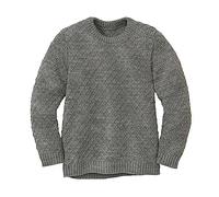 Disana Aran Children's Jumper, 100% Organic Merino - Breathable & Cuddly Warm - Unisex Size 86-140 - Sustainable & Fair - Ideal for Cold Days Thanks to Fluffy Knit - Made in Germany, gray, 122/128 cm