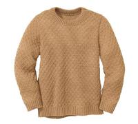 Disana Aran Children's Jumper, 100% Organic Merino - Breathable & Cuddly Warm - Unisex Size 86-140 - Sustainable & Fair - Ideal for Cold Days Thanks to Fluffy Knit - Made in Germany, caramel, 110/116