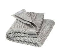 Disana Honeycomb Knit Blanket, 100% Organic Merino Wool GOTS, IVN Best Cuddly Soft Blanket with Honeycomb Pattern, Newborn Baby, Toddler, Child, Unisex, Made in Germany, Grey