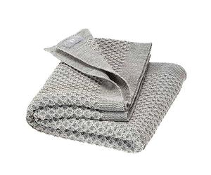Disana Honeycomb Knit Blanket, 100% Organic Merino Wool GOTS, IVN Best Cuddly Soft Blanket with Honeycomb Pattern, Newborn Baby, Toddler, Child, Unisex, Made in Germany, Grey