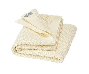 Disana IVN Best Knitted Honeycomb Blanket, 100% Organic Merino Wool GOTS, IVN Best | Cozy Blanket with Honeycomb Pattern | Newborn Baby Toddler Child Unisex | Baby Gear