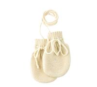 Disana Knitted Gloves, 100% Organic Merino Wool GOTS, IVN Best | with Knitted Cord | Newborn Baby Unisex | Baby First Equipment | Made in Germany, natural, Gr. 0 (7 cm ohne Bündchen)