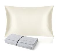 DISANGNI 100% Mulberry Silk Pillowcase for Hair and Skin, Envelope Style, Silk on One Side, Tencel on The Other (White, 1 pc 51x66cm)