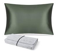 DISANGNI 100% Mulberry Silk Pillowcase for Hair and Skin, Envelope Style, Silk on One Side, Tencel on The Other (Green, 1 pc 50x75cm)