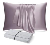 DISANGNI 100% Natural Mulberry Silk Pillow case for Hair and Skin with Hidden Zipper 22 Momme Both Sides Real Silk Pillow Case (1pc 40x70cm, Light Purple)