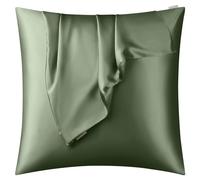 DISANGNI 100% Natural Mulberry Silk Pillow case for Hair and Skin with Hidden Zipper 22 Momme Both Sides Real Silk Pillow Case (1pc 40x40cm, Green)